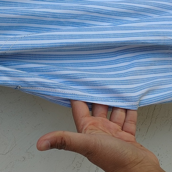 MAX STUDIO Blue White Striped Maxi Dress Button Up Belt Tie Size M - Picture 5 of 16